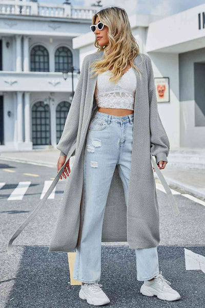 BEAUTIFUL I AM Tie Waist Longline Cardigan