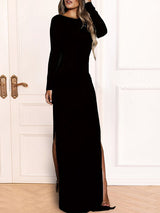 BEAUTIFUL I AM Split Backless Long Sleeve Dress