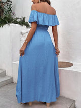 BEAUTIFUL I AM Smocked Ruffled Off-Shoulder Maxi Dress