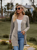 BEAUTIFUL I AM Ribbed Button-UP Cardigan with Pockets