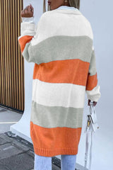 BEAUTIFUL I AM Color Block Open Front Duster Cardigan