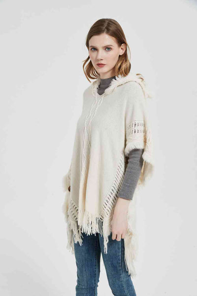 BEAUTIFUL I AM Fringe Hem Hooded Poncho