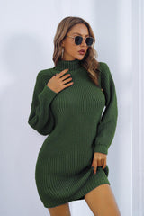 BEAUTIFUL I AM Buttoned Turtleneck Long Sleeve Sweater Dress