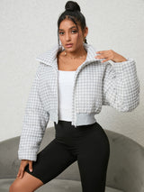 BEAUTIFUL I AM Houndstooth Zip-Up Jacket