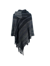 BEAUTIFUL I AM Striped Fringe Hem Hooded Poncho