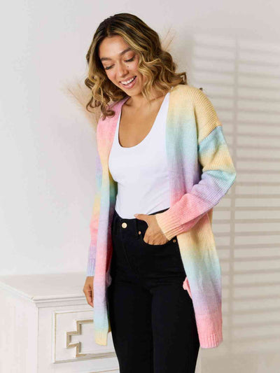 BEAUTIFUL I AM Full Size Gradient Open Front Cardigan