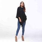 BEAUTIFUL I AM Openwork Fringe Hem Hooded Poncho