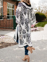 BEAUTIFUL I AM Printed Open Front Slit Cardigan