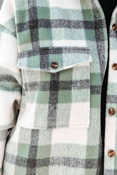 BEAUTIFUL I AM Plaid Collared Button Down Jacket Coat