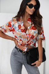 BEAUTIFUL I AM Floral Collared Neck Button Down Shirt