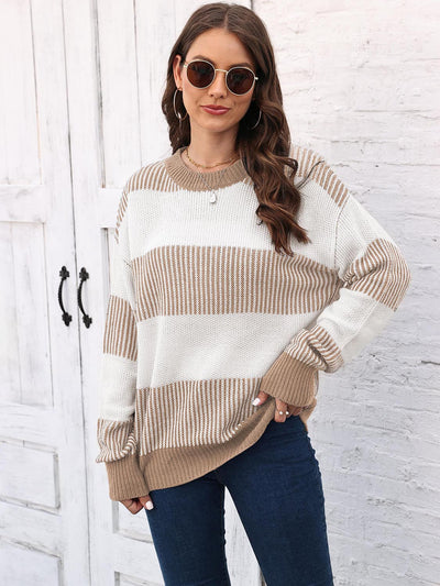 BEAUTIFUL I AM Full Size Round Neck Drop Shoulder Sweater