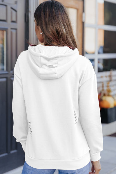 BEAUTIFUL I AM Cutout Dropped Shoulder Hoodie