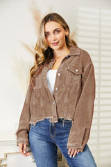 BEAUTIFUL I AM Raw Hem Button Down Jacket