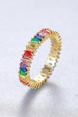 BEAUTIFUL I AM Multicolored Cubic Zirconia Jewelry 925 Sterling Silver Ring