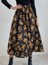 BEAUTIFUL I AM Printed Ruffle Hem Midi Skirt Dress