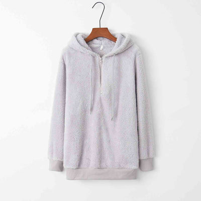 BEAUTIFUL I AM Quarter-Zip Drawstring Teddy Hoodie