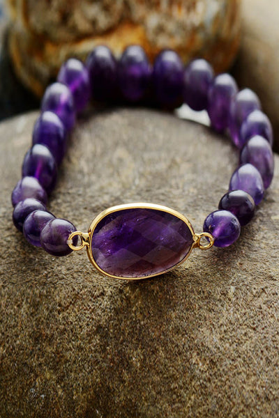 BEAUTIFUL I AM Handmade Amethyst Beaded Bracelet Jewelry