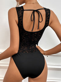 BEAUTIFUL I AM Tied Open Back Sleeveless Lingerie Bodysuit