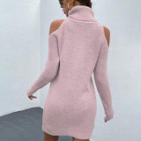 BEAUTIFUL I AM Cold Shoulder Turtleneck Sweater Dress