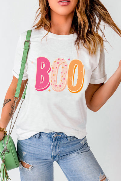 BEAUTIFUL I AM Round Neck Short Sleeve BOO Graphic T-Shirt