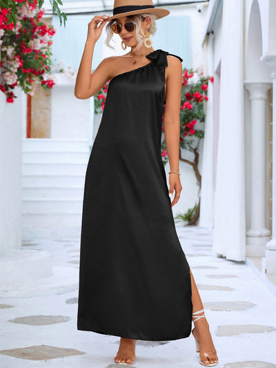 BEAUTIFUL I AM One-Shoulder Slit Maxi Dress