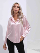 BEAUTIFUL I AM Collared Neck Buttoned Long Sleeve Shirt