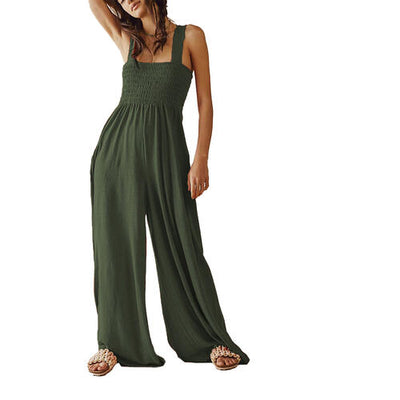 BEAUTIFUL I AM Smocked Wide Strap Pants Jumpsuit