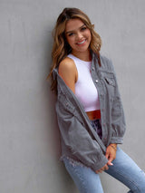 BEAUTIFUL I AM Distressed Drop Shoulder Denim Jacket