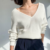 BEAUTIFUL I AM V-Neck Dropped Shoulder Long Sleeve Sweater