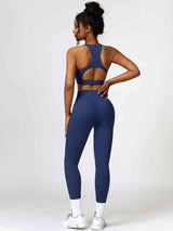 BEAUTIFUL I AM Cutout Cropped Sport Tank and Leggings Active Wear Set