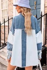 BEAUTIFUL I AM Raw Hem Button Up Denim Jacket with Pockets