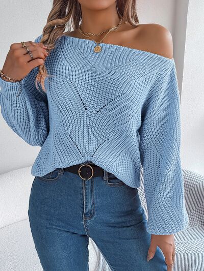 BEAUTIFUL I AM Openwork Long Sleeve Sweater