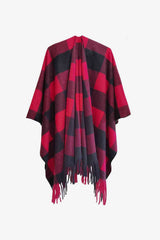 BEAUTIFUL I AM Plaid Fringe Detail Polyester Scarf