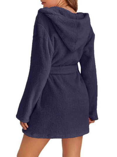 BEAUTIFUL I AM Tie Waist Hooded Robe