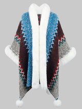 BEAUTIFUL I AM Color Block Open Front Poncho