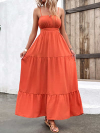 BEAUTIFUL I AM Spaghetti Strap Cutout Tie Back Maxi Dress