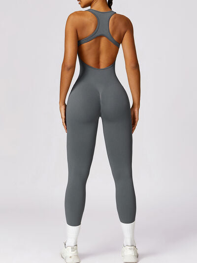 BEAUTIFUL I AM Cutout Racerback Active Wear Jumpsuit