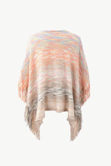 BEAUTIFUL I AM Round Neck Fringe Detail Poncho