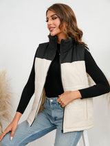 BEAUTIFUL I AM Two-Tone Zip-Up Vest Jacket