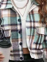 BEAUTIFUL I AM Plaid Collared Neck Button Down Jacket