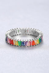 BEAUTIFUL I AM Multicolored Cubic Zirconia Jewelry 925 Sterling Silver Ring