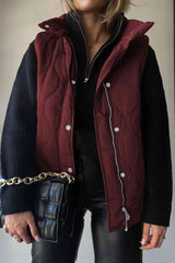 BEAUTIFUL I AM Collared Neck Vest Jacket with Pockets