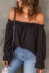 BEAUTIFUL I AM Off-Shoulder Flounce Sleeve Blouse Shirt