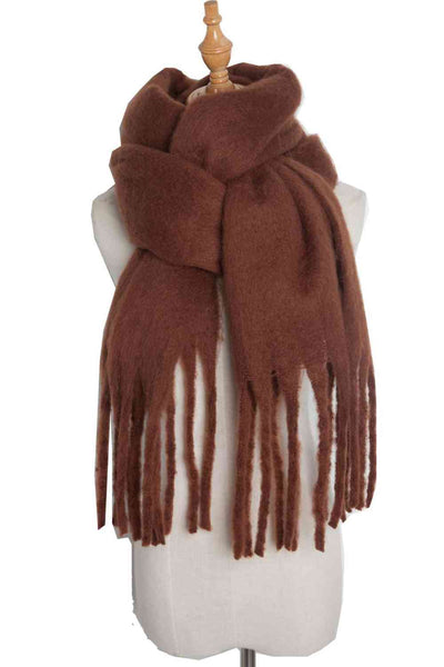 BEAUTIFUL I AM Fringe Detail Polyester Scarf