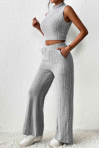 BEAUTIFUL I AM Mock Neck Tank and Pants Set