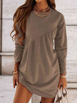 BEAUTIFUL I AM Ruched Round Neck Long Sleeve Dress