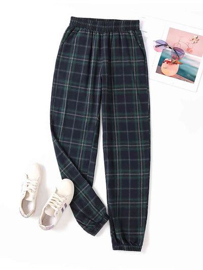 BEAUTIFUL I AM Plaid Elastic Waist Joggers