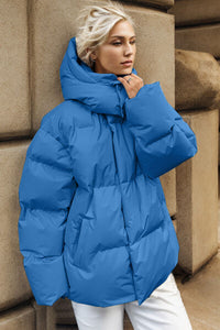 BEAUTIFUL I AM Pocketed Zip Up Hooded Puffer Jacket