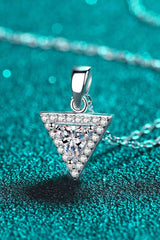 BEAUTIFUL I AM 925 Sterling Silver Triangle Moissanite Jewelry Pendant Necklace