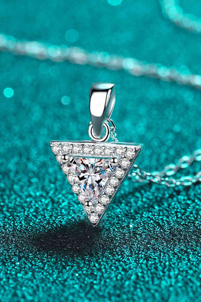 BEAUTIFUL I AM 925 Sterling Silver Triangle Moissanite Jewelry Pendant Necklace